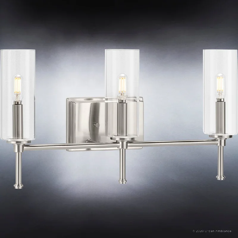 Dimmable Industrial Lighting for Ambiance ControlUHP4222 Contemporary Bath Light 11.5''H x 22.125''W, Brushed Nickel Finish, Parkes Collection Dimmable Industrial Lighting for Ambiance ControlUHP4222 Contemporary Bath Light 11.5''H x 22.125''W, Brushed Nickel Finish, Parkes Collection