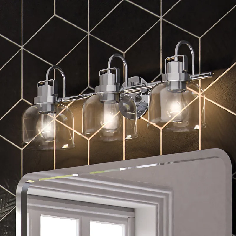 Industrial Lighting with High CRI (Color Rendering Index) for True Color PerceptionULB2033 Modern Farmhouse Bath Light, 9''H x 24''W, Brushed Nickel Finish, Gildova Collection Industrial Lighting with High CRI (Color Rendering Index) for True Color PerceptionULB2033 Modern Farmhouse Bath Light, 9''H x 24''W, Brushed Nickel Finish, Gildova Collection
