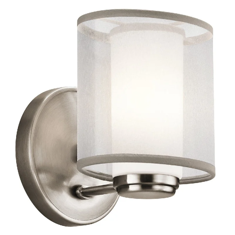 coastal style wall lamps with nautical elements for beachfront homesCypress Single Satin Chrome Wall Light with Organza Shade -ID 7262 coastal style wall lamps with nautical elements for beachfront homesCypress Single Satin Chrome Wall Light with Organza Shade -ID 7262