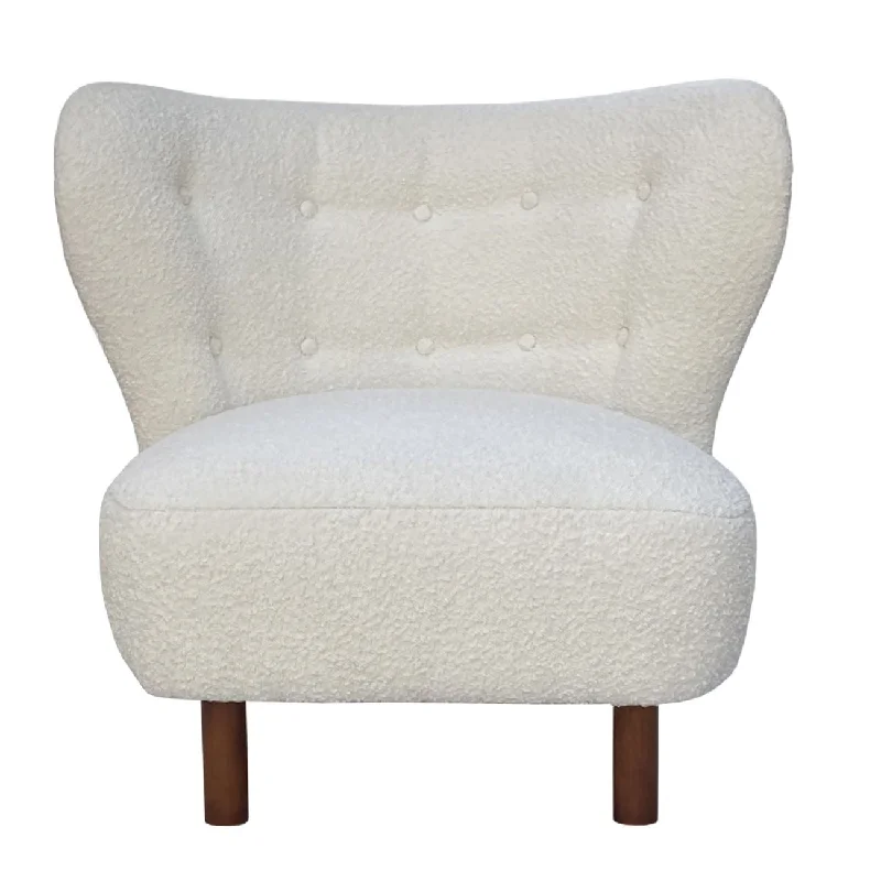 Lewis Wingback Occasional Chair - Cream Boucle/Hunter Green Boucle Finish