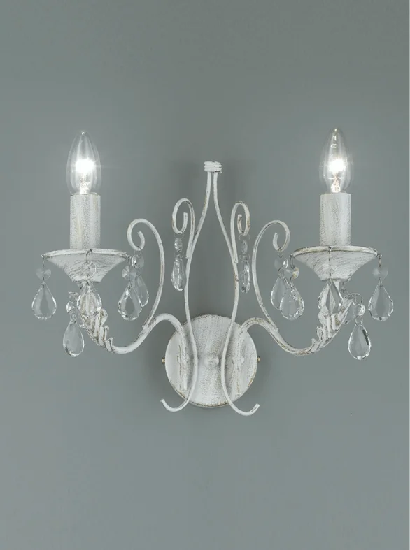 asian - inspired wall lamps with bamboo or paper shades for a zen - like Coulsdon 2 Arm Iron Wall Light In white With Gold Highlights - ID 8703 asian - inspired wall lamps with bamboo or paper shades for a zen - like Coulsdon 2 Arm Iron Wall Light In white With Gold Highlights - ID 8703