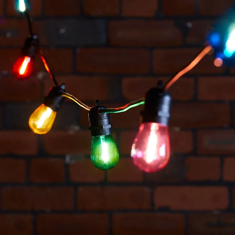 String Lights for Porch LightingUltimate Connect 95m 190 Multi Coloured Connectable Festoon Lights Black Cable