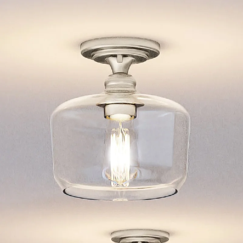 Dimmable Industrial Lighting for Ambiance ControlUHP4064 Vintage Ceiling Light 9''H x 9''W, Brushed Nickel Finish, Hedland Collection Dimmable Industrial Lighting for Ambiance ControlUHP4064 Vintage Ceiling Light 9''H x 9''W, Brushed Nickel Finish, Hedland Collection