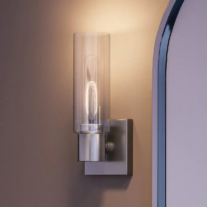 Dimmable Industrial Lighting for Ambiance ControlUHP4054 Cosmopolitan Wall Sconce 12.625''H x 5''W, Brushed Nickel Finish, Tustin Collection Dimmable Industrial Lighting for Ambiance ControlUHP4054 Cosmopolitan Wall Sconce 12.625''H x 5''W, Brushed Nickel Finish, Tustin Collection