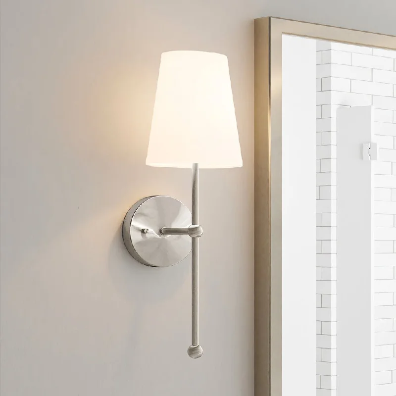 Industrial Lighting for Metal Fabrication ShopsULB2070 New Traditional Wall Sconce, 21''H x 6''W, Brushed Nickel Finish, Malva Collection Industrial Lighting for Metal Fabrication ShopsULB2070 New Traditional Wall Sconce, 21''H x 6''W, Brushed Nickel Finish, Malva Collection