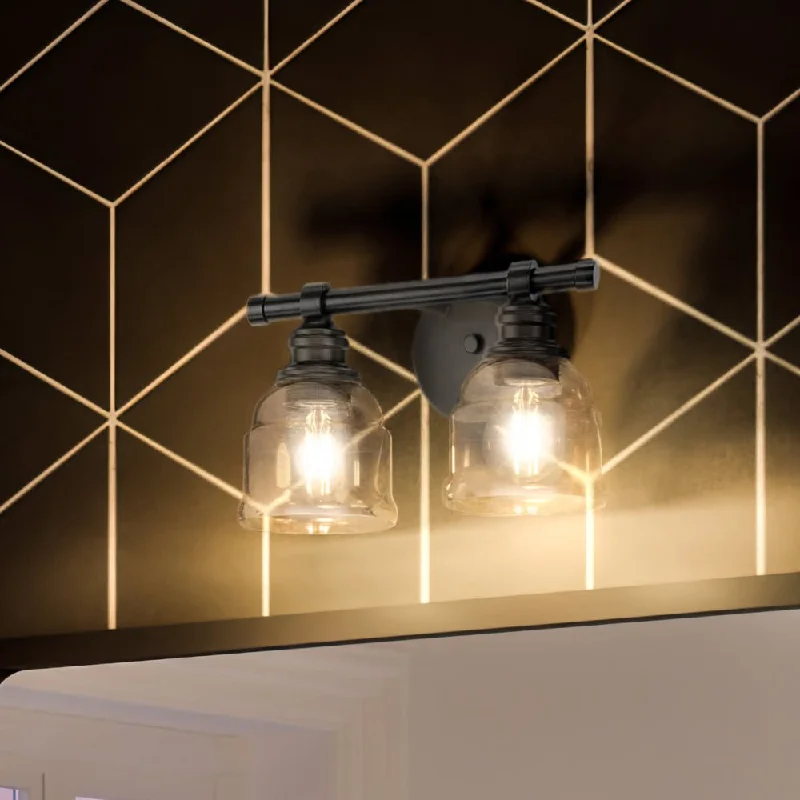 Industrial Lighting for Textile MillsUHP4305 Vintage Bath Light 7.875''H x 13''W, Midnight Black Finish, Phoenix Collection Industrial Lighting for Textile MillsUHP4305 Vintage Bath Light 7.875''H x 13''W, Midnight Black Finish, Phoenix Collection
