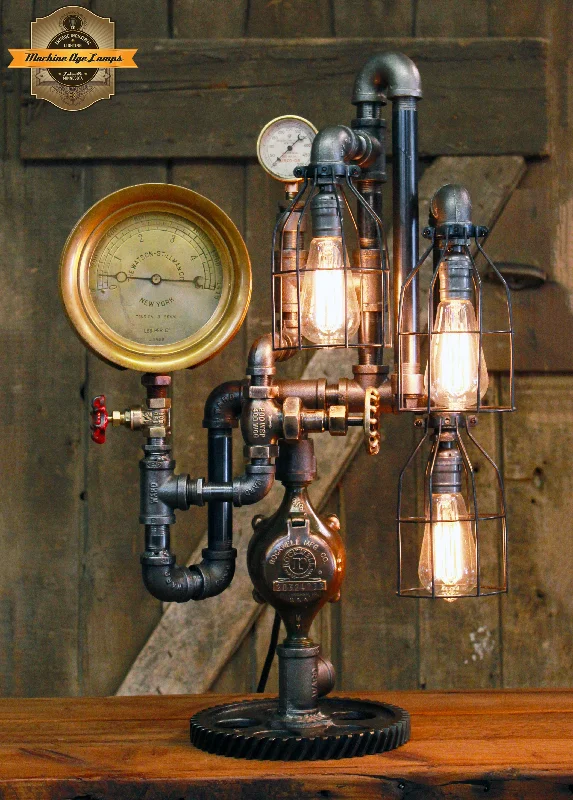 Dust - Resistant Industrial Lighting for Dirty WorkspacesSteampunk Industrial / Steam Gauge Lamp / Watson Stillman / Lamp #5004 Dust - Resistant Industrial Lighting for Dirty WorkspacesSteampunk Industrial / Steam Gauge Lamp / Watson Stillman / Lamp #5004