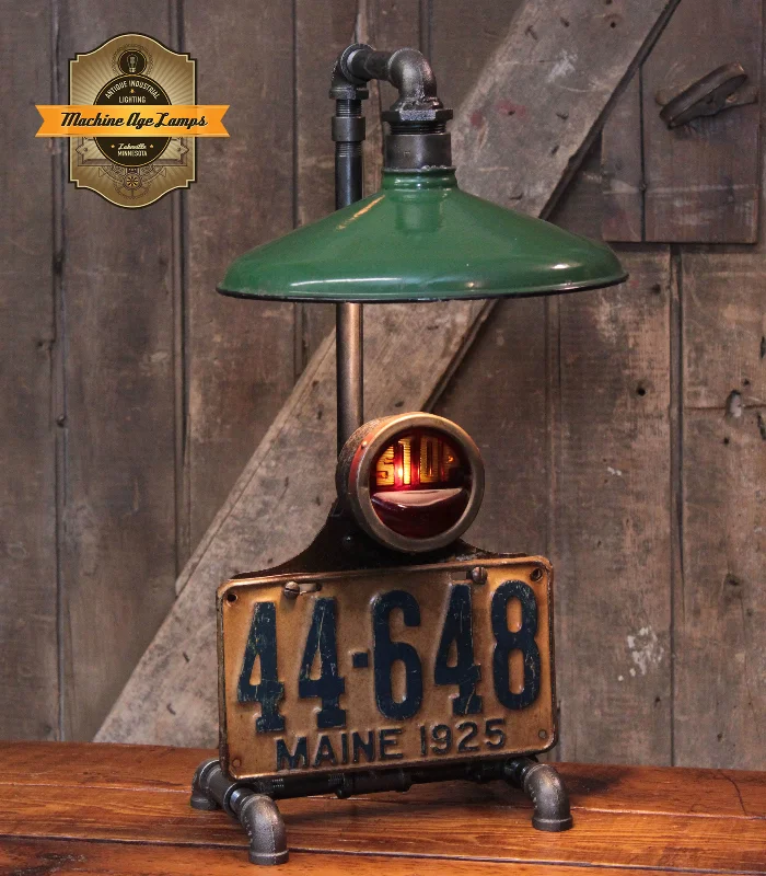 Industrial Lighting for Metal Fabrication ShopsSteampunk Industrial Lamp / Antique Taillight / Automotive / Stop lens / Maine / 1920's / #4535 Industrial Lighting for Metal Fabrication ShopsSteampunk Industrial Lamp / Antique Taillight / Automotive / Stop lens / Maine / 1920's / #4535