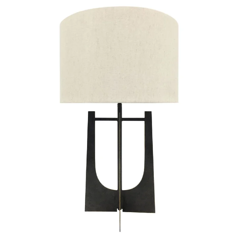 Glenthorpe Hammered Iron Table Lamp - Gilded Oak with Irish Linen Shade