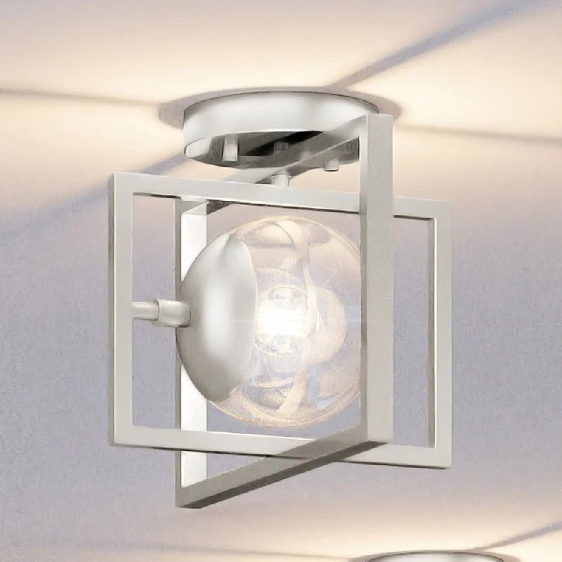 Industrial Lighting for Textile MillsUHP4019 Minimalist Ceiling Light 9.75''H x 12''W, Brushed Nickel Finish, Canton Collection Industrial Lighting for Textile MillsUHP4019 Minimalist Ceiling Light 9.75''H x 12''W, Brushed Nickel Finish, Canton Collection
