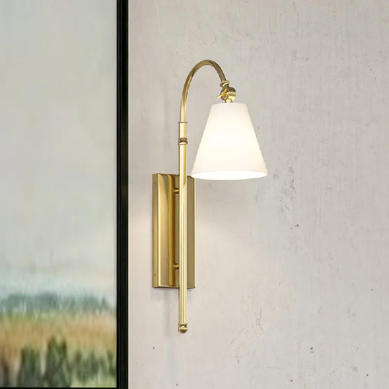 Industrial Lighting with High CRI (Color Rendering Index) for True Color PerceptionULB2052 New Traditional Wall Sconce, 25''H x 7''W, Satin Gold Finish, Jidava Collection Industrial Lighting with High CRI (Color Rendering Index) for True Color PerceptionULB2052 New Traditional Wall Sconce, 25''H x 7''W, Satin Gold Finish, Jidava Collection