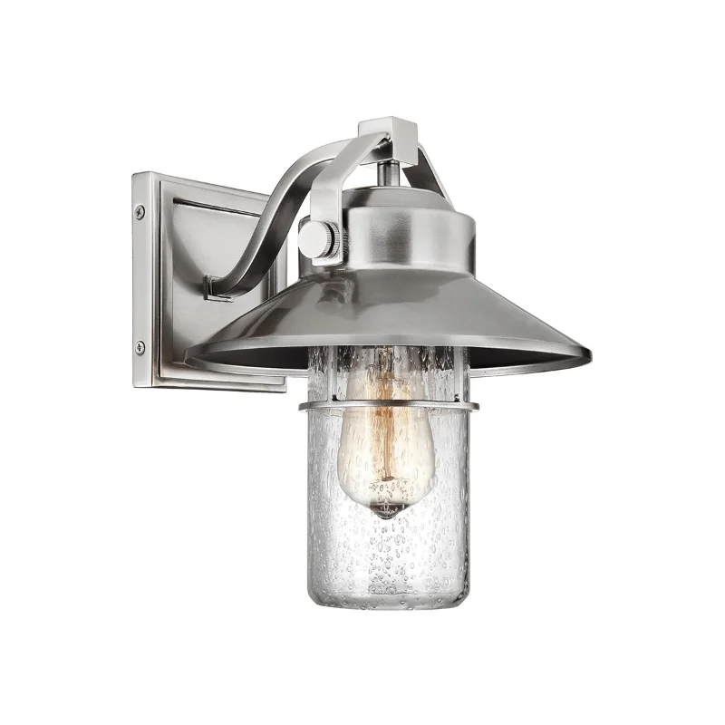 glass wall lamps with frosted glass for soft, diffused lightHanbury Brushed Steel Small Exterior Wall Light - ID 8753 glass wall lamps with frosted glass for soft, diffused lightHanbury Brushed Steel Small Exterior Wall Light - ID 8753