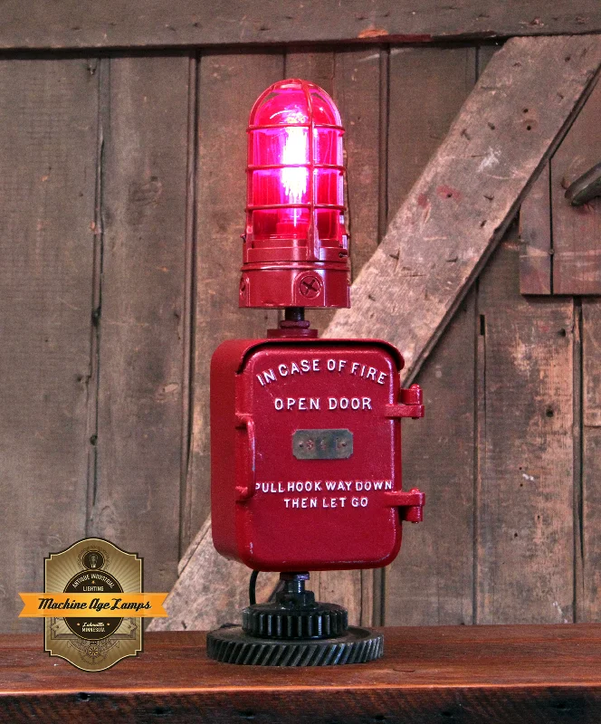 Industrial Flood Lighting for Outdoor Loading DocksSteampunk Industrial / Antique Fire Alarm Call Box / Fireman / Gear / Lamp #4510 Industrial Flood Lighting for Outdoor Loading DocksSteampunk Industrial / Antique Fire Alarm Call Box / Fireman / Gear / Lamp #4510