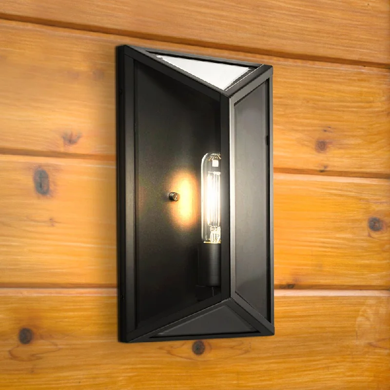 Industrial Exit Sign Lighting for Quick EvacuationUHP1580 Modern Outdoor Wall Sconce, 13-3/4''H x 4-5/8"W x 7-1/2''D, Matte Black Finish, Tiverton Collection