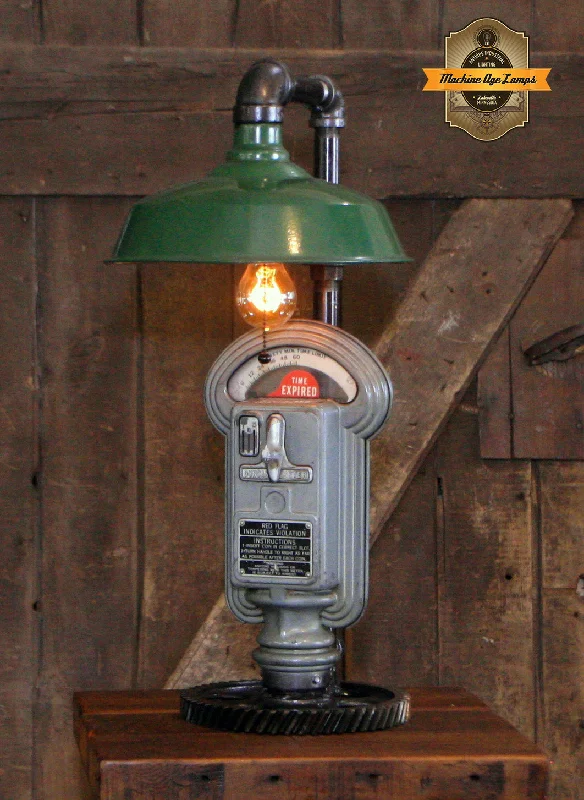 Industrial Lighting for Printing Press FacilitiesSteampunk Industrial / Gear Base / Parking Meter Desk Lamp / Duncan Miller / Automotive / #4116 Industrial Lighting for Printing Press FacilitiesSteampunk Industrial / Gear Base / Parking Meter Desk Lamp / Duncan Miller / Automotive / #4116