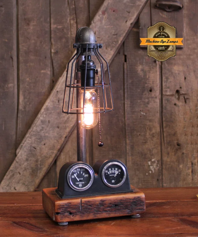 Industrial Lighting for Printing Press FacilitiesSteampunk Industrial / Vintage Stewart Warner Gauges / Automotive / Barnwood / Lamp #4331 Industrial Lighting for Printing Press FacilitiesSteampunk Industrial / Vintage Stewart Warner Gauges / Automotive / Barnwood / Lamp #4331