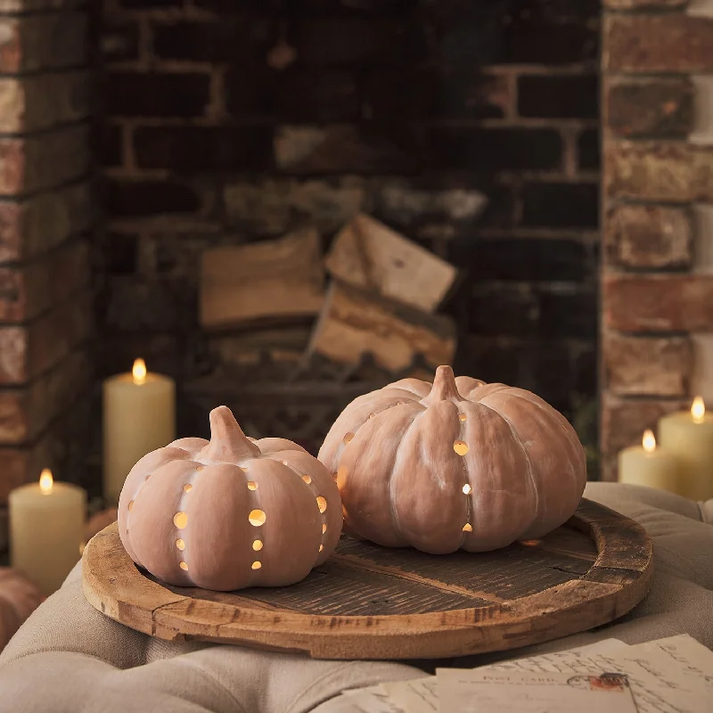 Solar - Powered String Lights for Energy - Saving BackyardsTerracotta Outdoor Light Up Pumpkin Decoration Duo