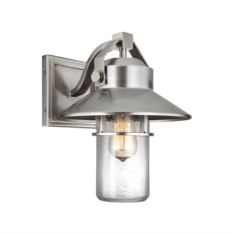 metal wall lamps with a matte black finish for a sleek and modern lookHanbury Brushed Steel Medium Exterior Wall Light - ID 8754 metal wall lamps with a matte black finish for a sleek and modern lookHanbury Brushed Steel Medium Exterior Wall Light - ID 8754