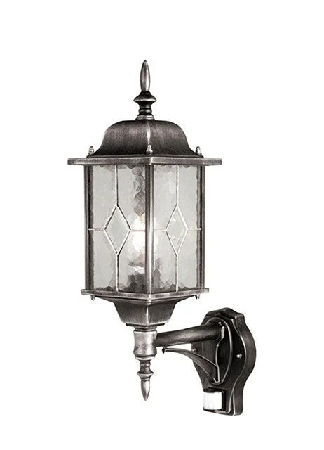 asian - inspired wall lamps with bamboo or paper shades for a zen - like St Helier Black/Silver Outdoor Wall Light with PIR - ID 2732 asian - inspired wall lamps with bamboo or paper shades for a zen - like St Helier Black/Silver Outdoor Wall Light with PIR - ID 2732