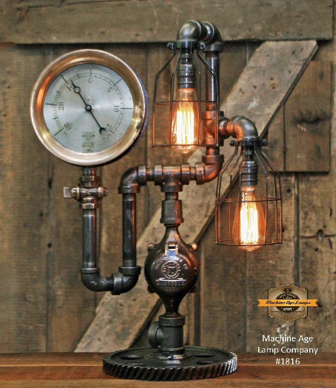 Industrial Exit Sign Lighting for Quick EvacuationSteampunk Industrial Lamp / Antique Steam Gauge / Gear / Lamp #1816 sold