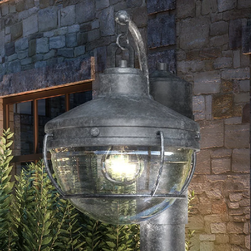 Industrial Wall - Mounted Lighting for Workshop WallsUEX1059 Nautical Outdoor Post Light 12''H x 9''W, Aged Zinc Finish, Telluride Collection
