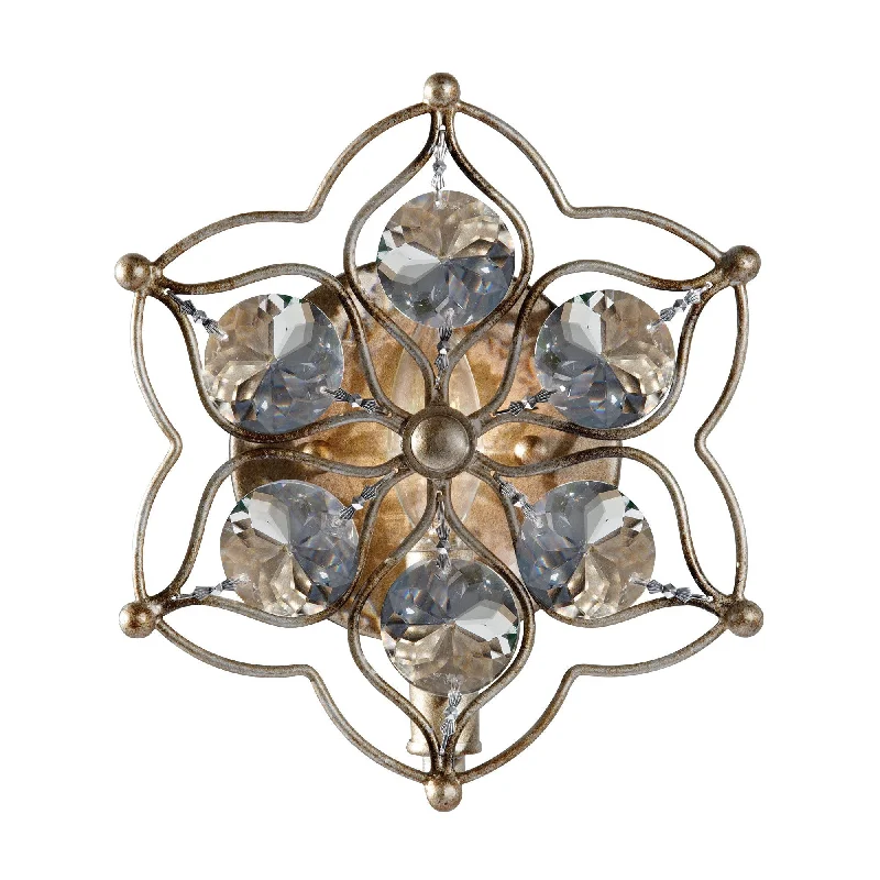 fabric wall lamps with a linen shade for a relaxed and breathable atmosphereLeyton Burnished Silver and Crystal Flower Shaped Wall Light - ID 7354 fabric wall lamps with a linen shade for a relaxed and breathable atmosphereLeyton Burnished Silver and Crystal Flower Shaped Wall Light - ID 7354
