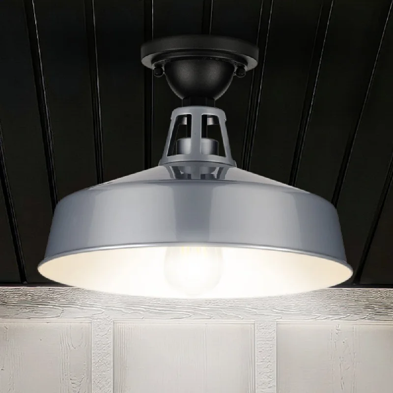 Industrial Flood Lighting for Outdoor Loading DocksUHP1497 Industrial Outdoor Ceiling Light, 9-1/2''H x 13-1/4"W x 13-1/4''D, Metallic Gray Finish, Gary Collection Industrial Flood Lighting for Outdoor Loading DocksUHP1497 Industrial Outdoor Ceiling Light, 9-1/2''H x 13-1/4"W x 13-1/4''D, Metallic Gray Finish, Gary Collection