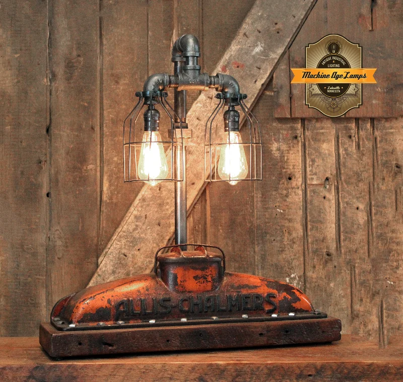 Industrial Flood Lighting for Outdoor Loading DocksSteampunk Industrial / Allis Chalmers Tractor Radiator / Farm / Barnwood Base Lamp Light #4405 Industrial Flood Lighting for Outdoor Loading DocksSteampunk Industrial / Allis Chalmers Tractor Radiator / Farm / Barnwood Base Lamp Light #4405