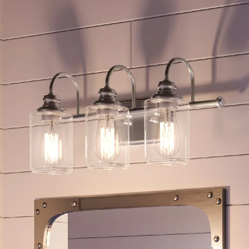 Industrial Area Lighting for Large Open SpacesUHP4062 Vintage Bath Light 9.875''H x 23.375''W, Brushed Nickel Finish, Hedland Collection Industrial Area Lighting for Large Open SpacesUHP4062 Vintage Bath Light 9.875''H x 23.375''W, Brushed Nickel Finish, Hedland Collection