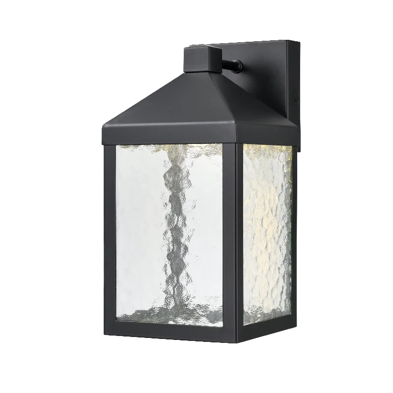 Industrial Lighting for Electronics ManufacturingAaron Outdoor Wall Lamp - Powder Coated Black - Clear Textured Glass - 8W Integrated LED Module - 700 Lm - 7.5in. Extension - 3000K Warm White