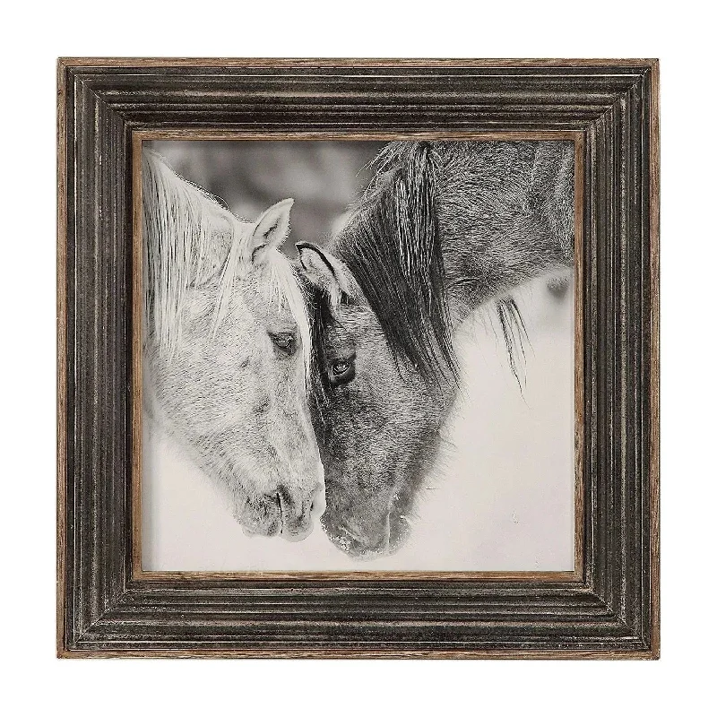 Custom Black And White Horses Wall Art