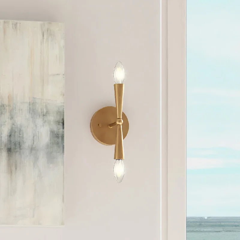 Industrial Lighting for Food Processing FactoriesULB2262 Mid-Century Modern Wall Sconce, 10''H x 5''W, Brushed Brass Finish, Inverness Collection Industrial Lighting for Food Processing FactoriesULB2262 Mid-Century Modern Wall Sconce, 10''H x 5''W, Brushed Brass Finish, Inverness Collection