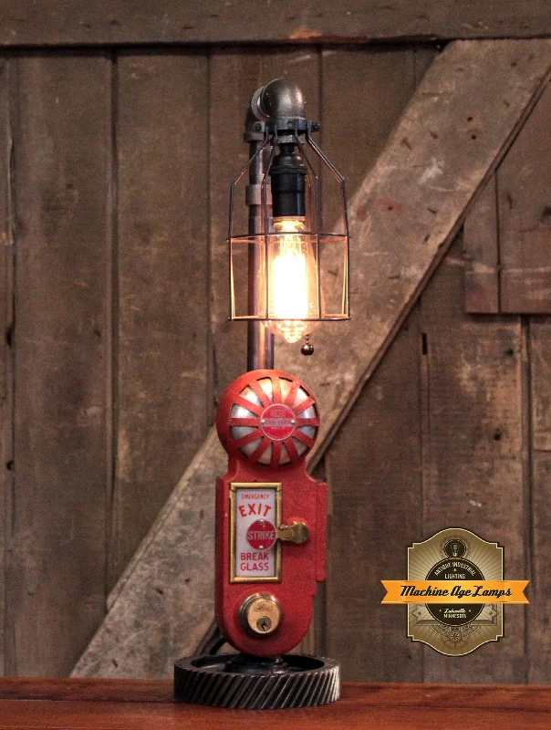 Industrial Exit Sign Lighting for Quick EvacuationSteampunk Industrial / Antique Fire Door Lock / Fireman / Gear / Lamp #4505 Industrial Exit Sign Lighting for Quick EvacuationSteampunk Industrial / Antique Fire Door Lock / Fireman / Gear / Lamp #4505