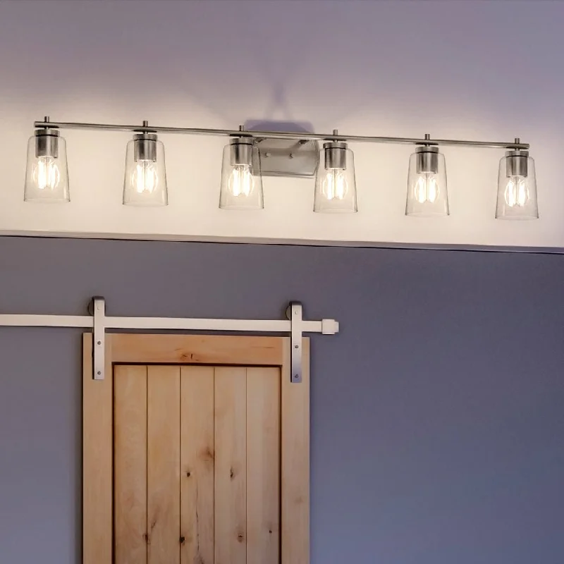 Dust - Resistant Industrial Lighting for Dirty WorkspacesUHP4144 Traditional Bath Light 7.625''H x 48.5''W, Brushed Nickel Finish, Esperance Collection Dust - Resistant Industrial Lighting for Dirty WorkspacesUHP4144 Traditional Bath Light 7.625''H x 48.5''W, Brushed Nickel Finish, Esperance Collection