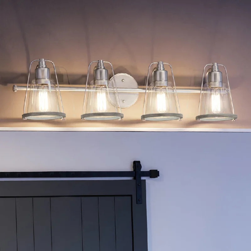 Energy - Efficient Industrial Lighting for Cost - SavingsUHP4073 Coastal Bath Light 8.25''H x 33''W, Brushed Nickel Finish, Kempsey Collection Energy - Efficient Industrial Lighting for Cost - SavingsUHP4073 Coastal Bath Light 8.25''H x 33''W, Brushed Nickel Finish, Kempsey Collection