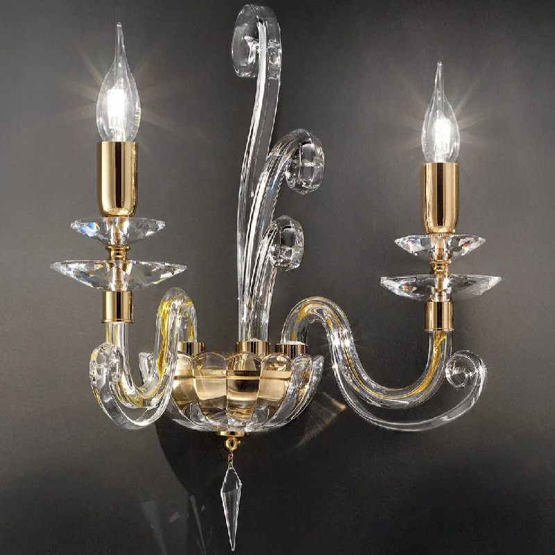 coastal style wall lamps with nautical elements for beachfront homes2-Light Clear Crystal Wall Light | Gold Metal finish coastal style wall lamps with nautical elements for beachfront homes2-Light Clear Crystal Wall Light | Gold Metal finish