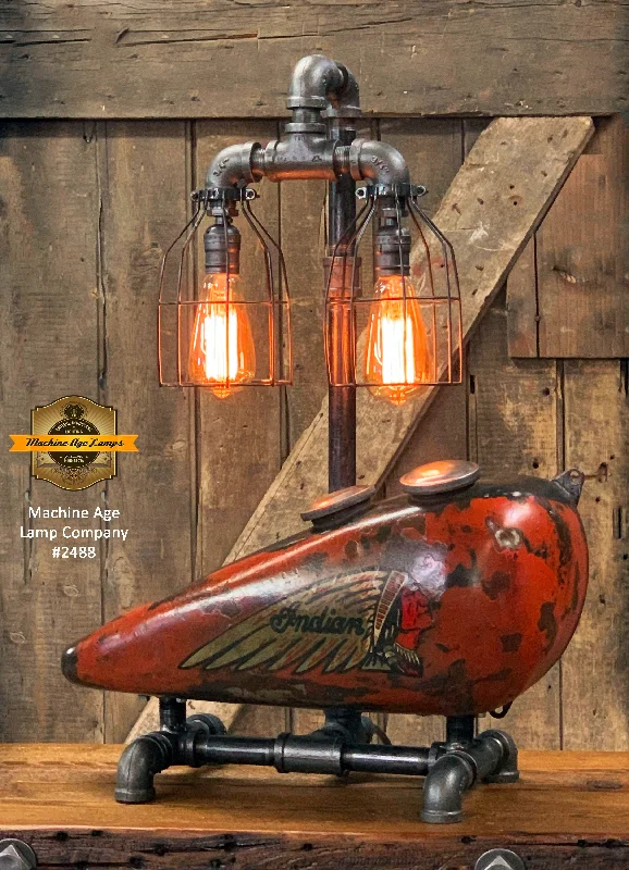 Industrial Lighting for Automotive Manufacturing PlantsSteampunk Industrial / 1930’s Indian Scout Gas Tank Lamp / Motorcycle Lamp #2488 sold Industrial Lighting for Automotive Manufacturing PlantsSteampunk Industrial / 1930’s Indian Scout Gas Tank Lamp / Motorcycle Lamp #2488 sold