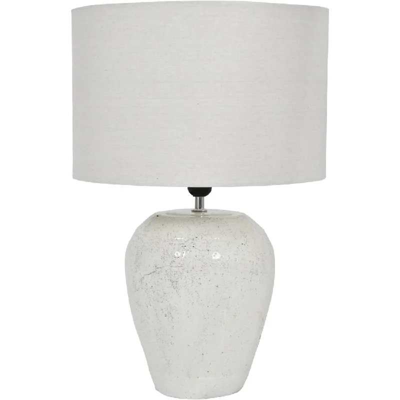 Speckle Terracotta Table Lamp With Shade - Glazed White Finish
