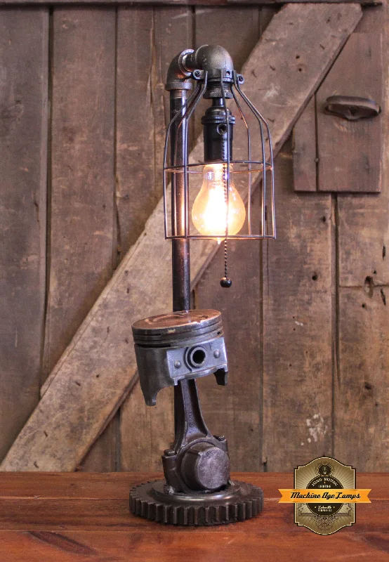 Industrial Lighting for Metal Fabrication ShopsSteampunk Industrial Lamp / Vintage 1960's Piston / Automotive / Gear / Lamp #4351 Industrial Lighting for Metal Fabrication ShopsSteampunk Industrial Lamp / Vintage 1960's Piston / Automotive / Gear / Lamp #4351