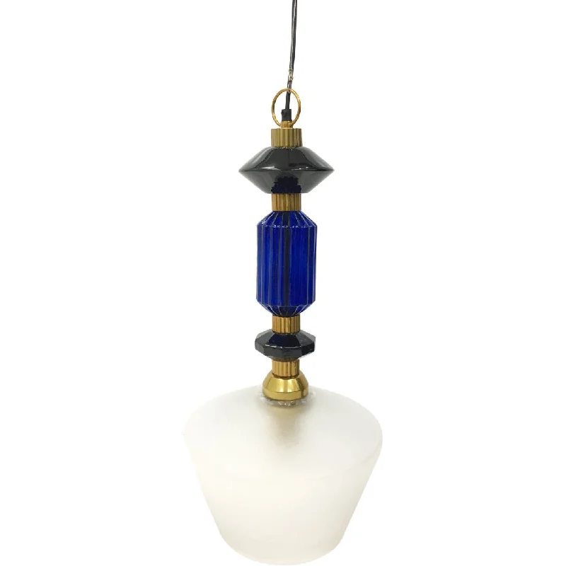 Alena Buttermilk & Frosted Glass/Ink Blue & Frosted Glass Pendant