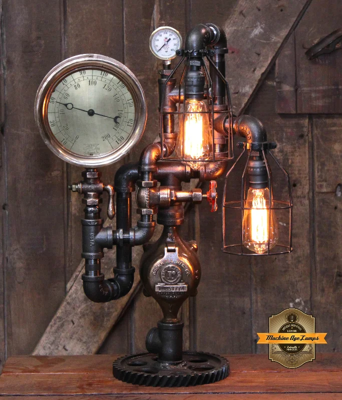 Energy - Efficient Industrial Lighting for Cost - SavingsSteampunk Industrial / Steam Gauge Lamp / Boiler Gauge / Lamp #4526 Energy - Efficient Industrial Lighting for Cost - SavingsSteampunk Industrial / Steam Gauge Lamp / Boiler Gauge / Lamp #4526