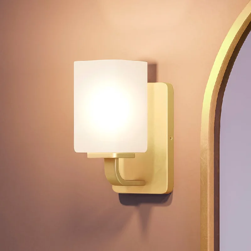 Industrial Lighting for Metal Fabrication ShopsUHP4324 Contemporary Wall Sconce 8.5''H x 4.75''W, Satin Gold Finish, Louisville Collection Industrial Lighting for Metal Fabrication ShopsUHP4324 Contemporary Wall Sconce 8.5''H x 4.75''W, Satin Gold Finish, Louisville Collection