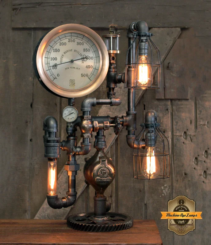 Waterproof Industrial Lighting for Wet AreasSteampunk Industrial / Steam Gauge Lamp / New York / Marine Boiler Gauge / Lamp #4400 Waterproof Industrial Lighting for Wet AreasSteampunk Industrial / Steam Gauge Lamp / New York / Marine Boiler Gauge / Lamp #4400