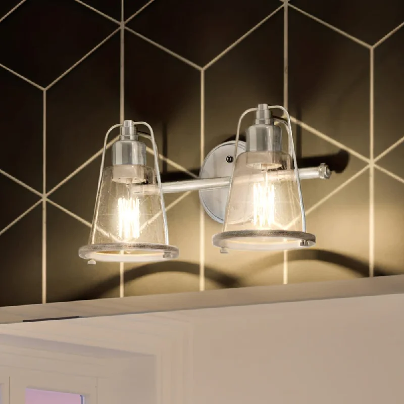 Dimmable Industrial Lighting for Ambiance ControlUHP4071 Coastal Bath Light 8.25''H x 15''W, Brushed Nickel Finish, Kempsey Collection Dimmable Industrial Lighting for Ambiance ControlUHP4071 Coastal Bath Light 8.25''H x 15''W, Brushed Nickel Finish, Kempsey Collection