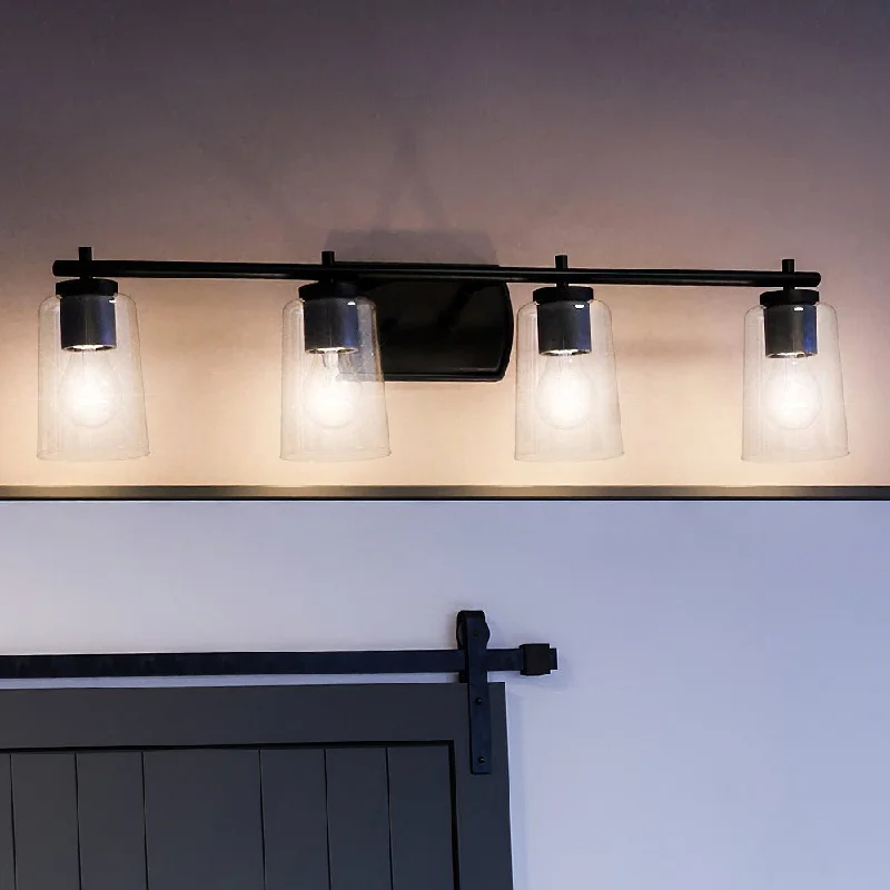 Industrial Lighting for Automotive Manufacturing PlantsUHP4157 Traditional Bath Light 7.625''H x 32''W, Midnight Black Finish, Esperance Collection Industrial Lighting for Automotive Manufacturing PlantsUHP4157 Traditional Bath Light 7.625''H x 32''W, Midnight Black Finish, Esperance Collection