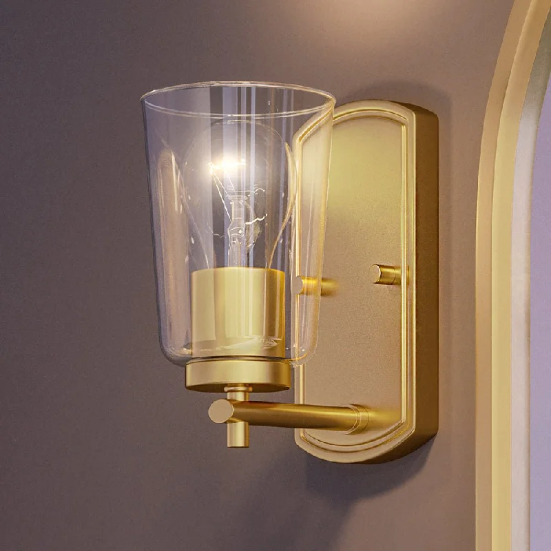 Durable Industrial Lighting for Harsh EnvironmentsUHP4145 Traditional Wall Sconce 7.75''H x 4.5''W, Satin Gold Finish, Esperance Collection Durable Industrial Lighting for Harsh EnvironmentsUHP4145 Traditional Wall Sconce 7.75''H x 4.5''W, Satin Gold Finish, Esperance Collection