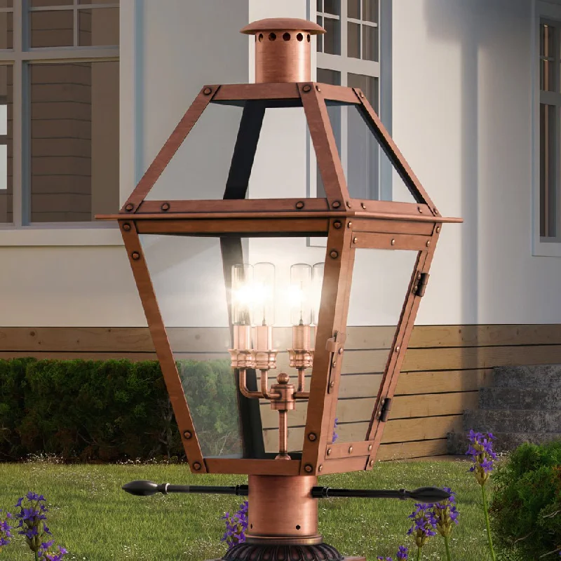 Industrial Lighting for Woodworking FactoriesUQL1373 Historic Outdoor Post/Pier Light, 26"H x 17"W, Rustic Copper Finish, Paris Collection Industrial Lighting for Woodworking FactoriesUQL1373 Historic Outdoor Post/Pier Light, 26"H x 17"W, Rustic Copper Finish, Paris Collection
