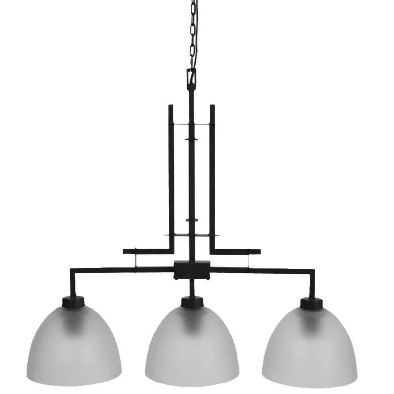 Congleton Triple Glass Kitchen Lamp- Oak Wood Metal