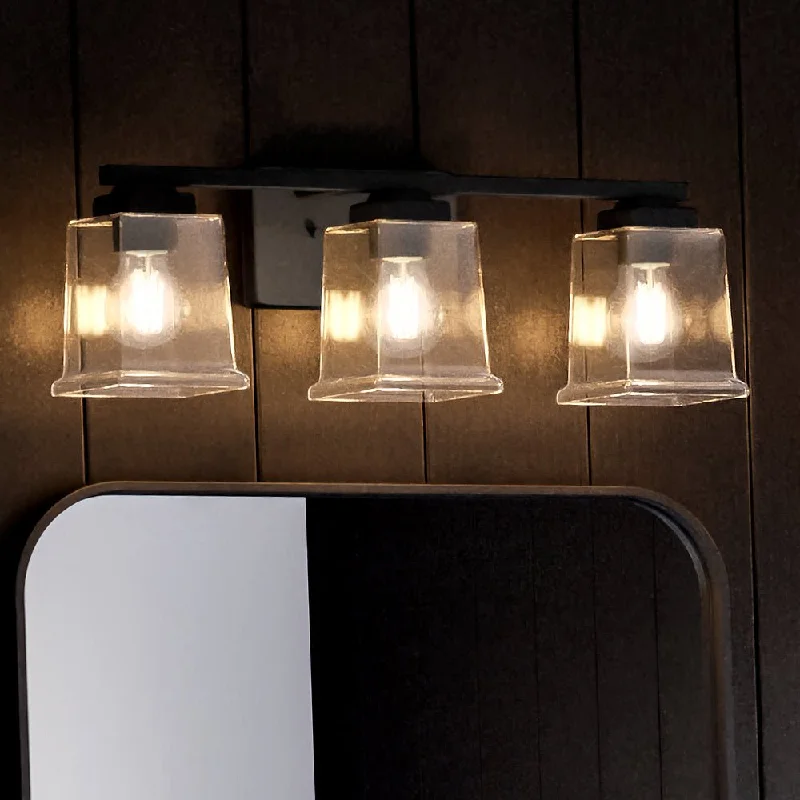 Dust - Resistant Industrial Lighting for Dirty WorkspacesUHP4296 Craftsman Bath Light 7''H x 20.125''W, Midnight Black Finish, Houston Collection Dust - Resistant Industrial Lighting for Dirty WorkspacesUHP4296 Craftsman Bath Light 7''H x 20.125''W, Midnight Black Finish, Houston Collection