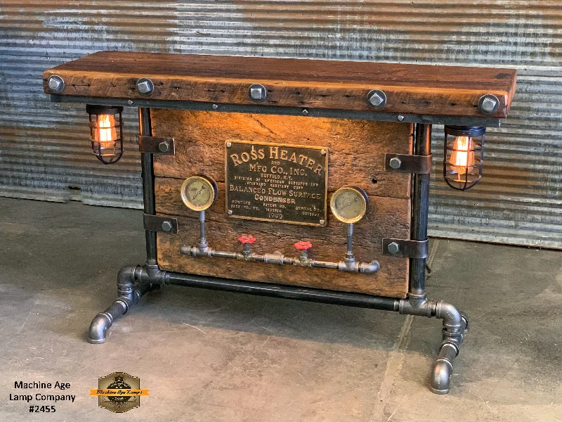 Dust - Resistant Industrial Lighting for Dirty WorkspacesSteampunk Industrial / Barn Wood / Table / Console / Bar / Lighted / Table #2455 Dust - Resistant Industrial Lighting for Dirty WorkspacesSteampunk Industrial / Barn Wood / Table / Console / Bar / Lighted / Table #2455